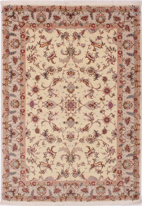 Tabriz Beige Hand Knotted 45 X 68 Area Rug 254-32047 Image 0