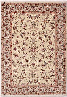 Tabriz Beige Hand Knotted 4'5" X 6'8"  Area Rug 254-32047