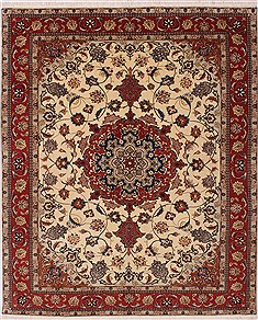 Tabriz Beige Hand Knotted 5'0" X 6'3"  Area Rug 254-32049
