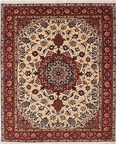 Tabriz Beige Hand Knotted 5'0" X 6'3"  Area Rug 254-32049