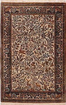 Persian Qum Beige Rectangle 3x5 ft silk Carpet 32060