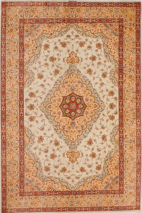 Qum Beige Hand Knotted 44 X 67 Area Rug 254-32065 Image 0
