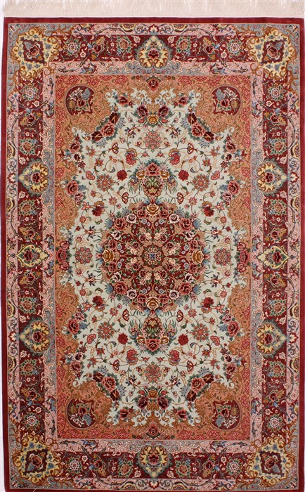 Qum Beige Hand Knotted 44 X 68 Area Rug 254-32067 Image 0