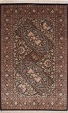 Persian Qum Beige Rectangle 5x7 ft Silk Carpet 32083