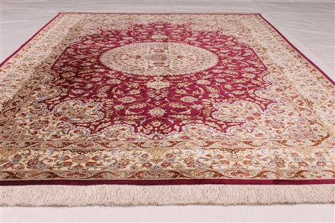 Qum Beige Hand Knotted 43 X 66 Area Rug 254-32101 Image 1