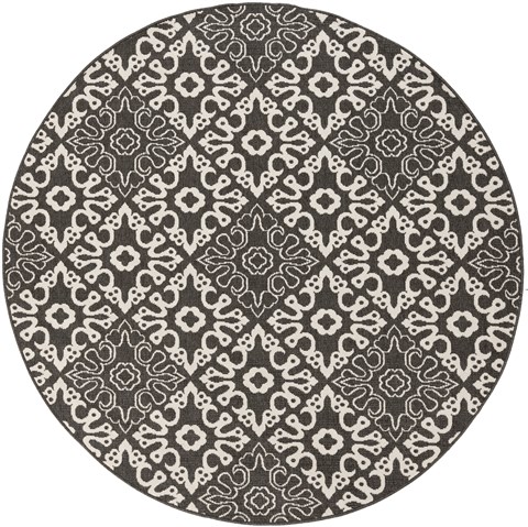 Surya Alfresco Black Round 53 X 53 Area Rug ALF9637-53RD 800-32755 Image 0