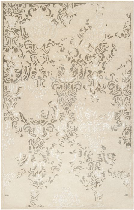 Surya Banshee White Rectangle 5x8 ft Wool Carpet 35354 ...