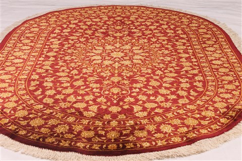 Qum Red Oval Hand Knotted 33 X 50 Area Rug 254-49141 Image 1
