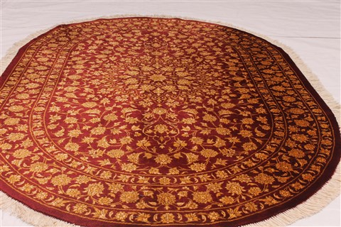 Qum Red Oval Hand Knotted 33 X 50 Area Rug 254-49141 Image 2