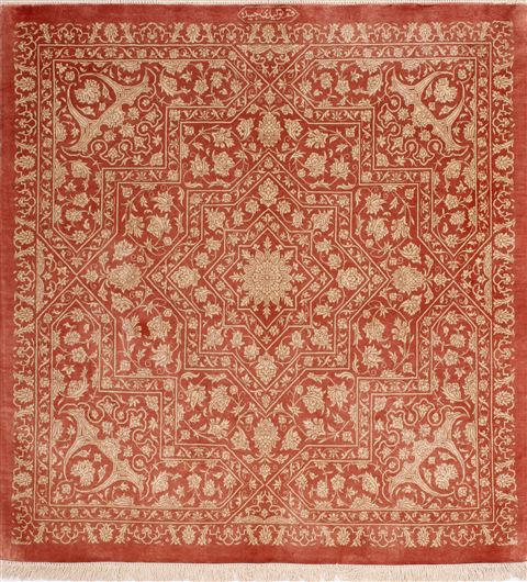 Qum Red Square Hand Knotted 33 X 33 Area Rug 254-49142 Image 0