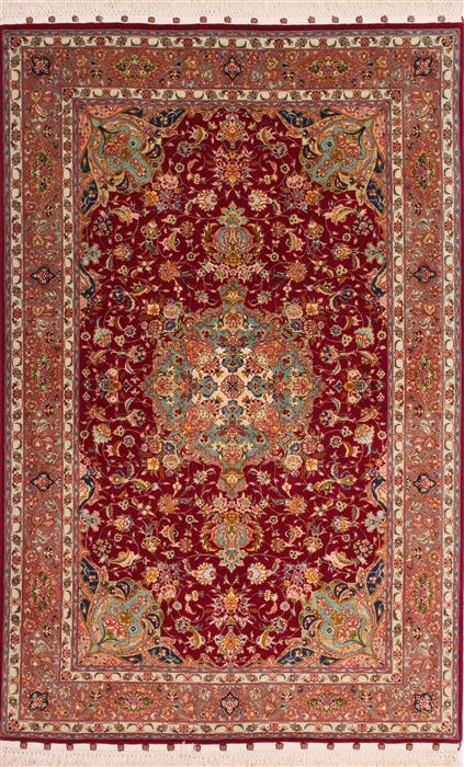 Tabriz Beige Hand Knotted 34 X 50 Area Rug 254-49145 Image 0