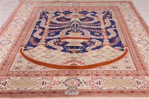 Qum Beige Hand Knotted 34 X 41 Area Rug 254-49163 Image 3