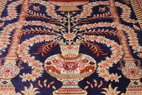Qum Beige Hand Knotted 34 X 41 Area Rug 254-49163 Image 10