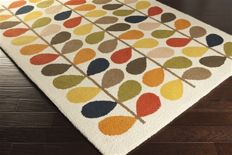 Surya Orla Kiely White Rectangle 6x9 Ft Wool Carpet Sku