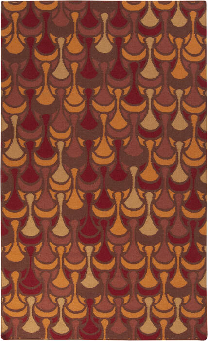 Surya Voyages Red Rectangle 4x6 ft Wool Carpet 61309 | SKU 61309