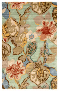 Jaipur Living Blue Green Rectangle 5x8 ft Wool and Viscose Carpet 63172
