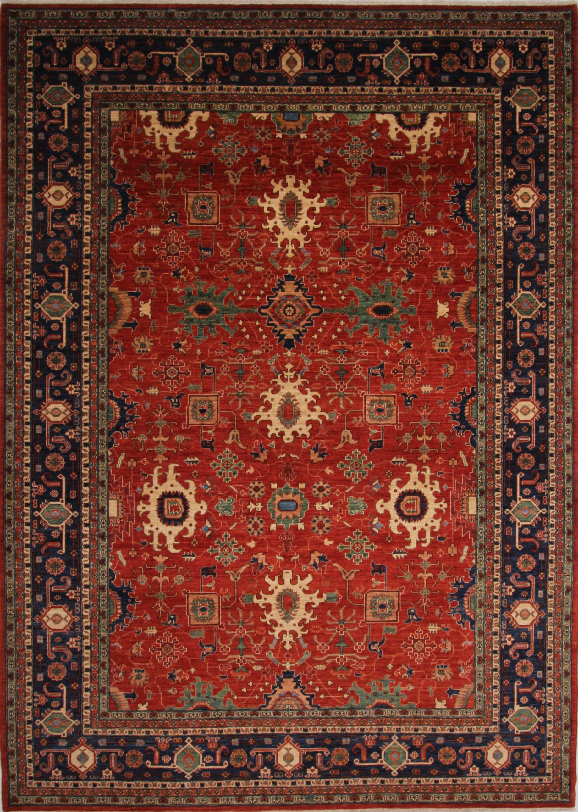Pakistani Mahal Red Rectangle 10x14 Ft Wool Carpet 68370 Sku 68370