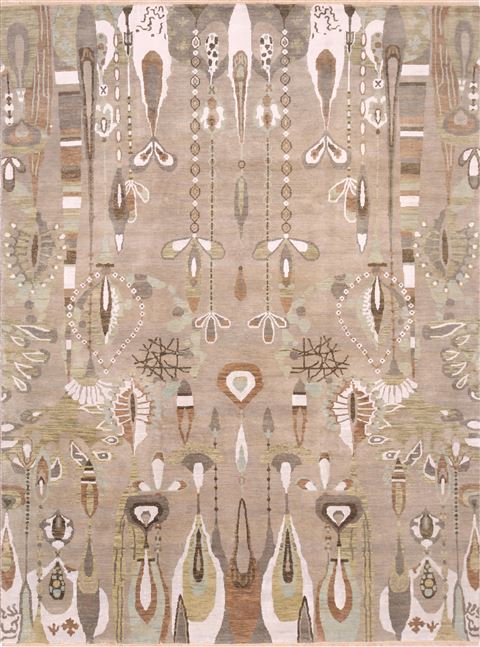 Indian Other Grey Rectangle 9x12 Ft Wool Carpet 68518 Sku 68518