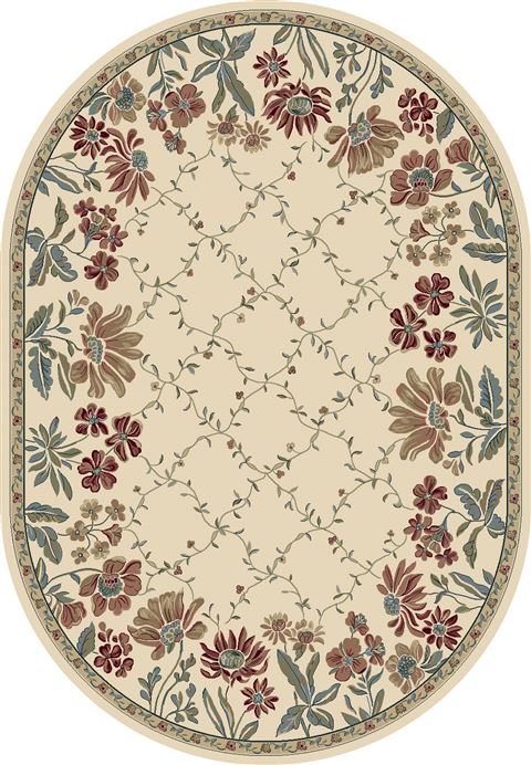 Dynamic ANCIENT GARDEN White Oval 5x8 ft polypropylene Carpet 68941