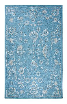 Dynamic AVALON Blue Rectangle 3x5 ft Wool Carpet 69221