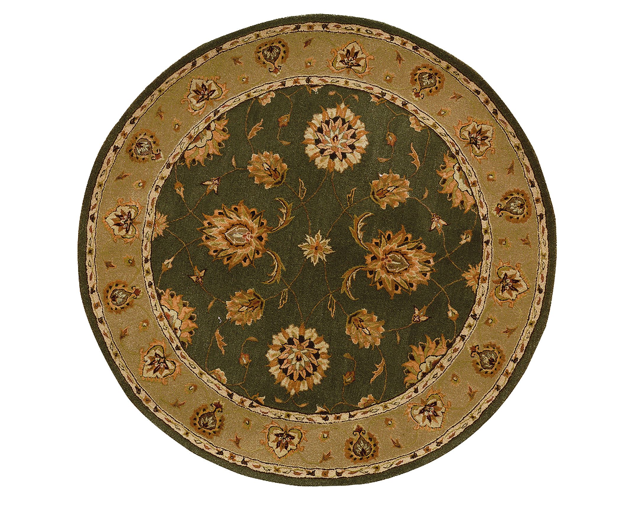 Dynamic Jewel Green Round 7 To 8 Ft Wool Carpet 70415 Sku 70415