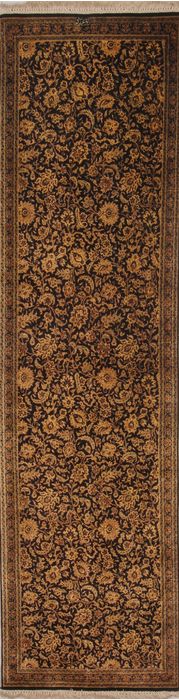 Qum Black Runner Hand Knotted 22 X 81  Area Rug 254-72520 Image 0