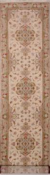 Tabriz Beige Runner Hand Knotted 2'11" X 13'7"  Area Rug 254-72521