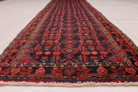 Nahavand Blue Runner Hand Knotted 35 X 133 Area Rug 254-74354 Image 1