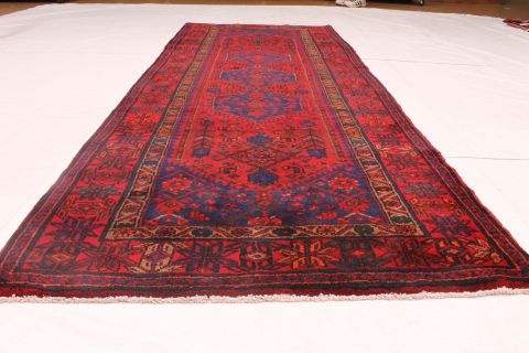Hamedan Red Runner Hand Knotted 35 X 910 Area Rug 254-74365 Image 1