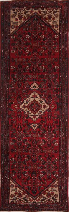 Hamedan Red Runner Hand Knotted 39 X 117 Area Rug 254-74406 Image 0