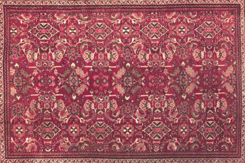 Moshk Abad Red Hand Knotted 102 X 140 Area Rug 400-74436 Image 1