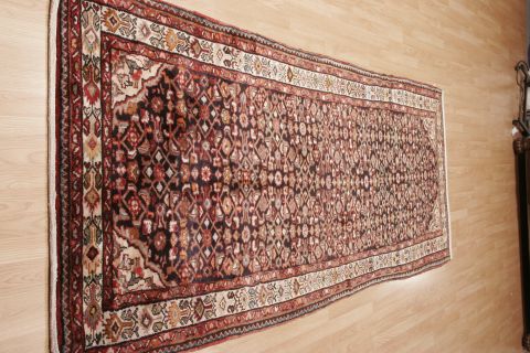 Hamedan Black Runner Hand Knotted 311 X 106 Area Rug 100-74464 Image 1