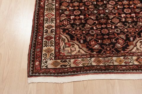 Hamedan Black Runner Hand Knotted 311 X 106 Area Rug 100-74464 Image 3