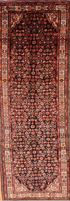 Hamedan Black Runner Hand Knotted 311 X 106 Area Rug 100-74464 Image 0
