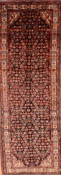 Hamedan Black Runner Hand Knotted 3'11" X 10'6"  Area Rug 100-74464