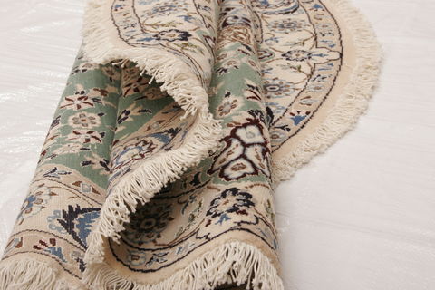 Nain Green Round Hand Knotted 43 X 43 Area Rug 155-74468 Image 7