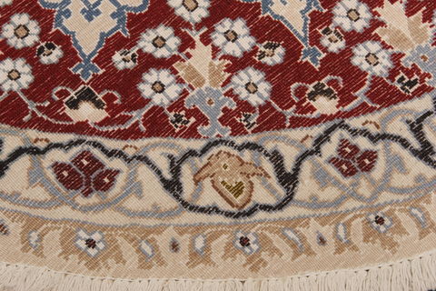 Nain Red Round Hand Knotted 47 X 47 Area Rug 155-74469 Image 10