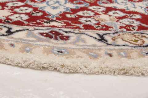 Nain Red Round Hand Knotted 47 X 47 Area Rug 155-74469 Image 5