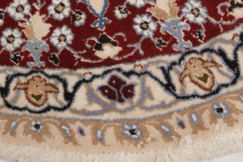 Nain Red Round Hand Knotted 47 X 47 Area Rug 155-74469 Image 8
