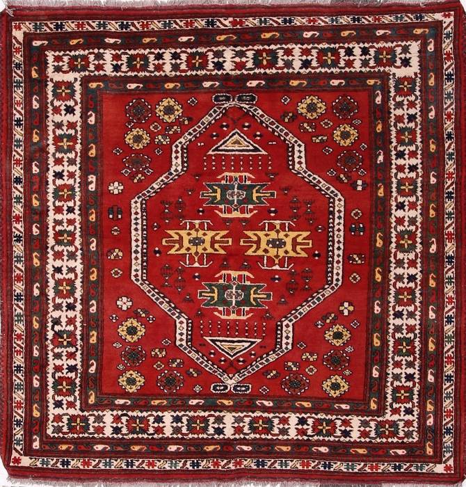 Kazak Red Square Hand Knotted 54 X 55 Area Rug 155-74570 Image 0
