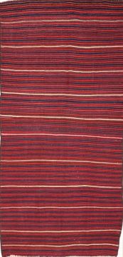 Afghan Kilim Red Runner 6 to 9 ft Wool Carpet 74573