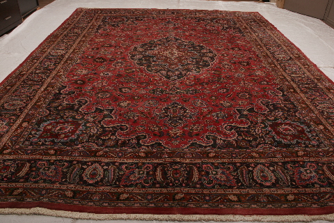 Mashad Red Hand Knotted 115 X 158 Area Rug 155-74610 Image 9