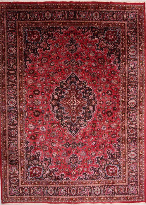 Mashad Red Hand Knotted 115 X 158 Area Rug 155-74610 Image 0