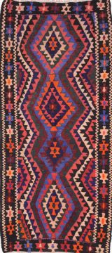 Kilim Blue Runner Flat Woven 4'5" X 10'4"  Area Rug 100-74639