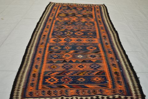 Kilim Blue Runner Flat Woven 310 X 106 Area Rug 100-74659 Image 1