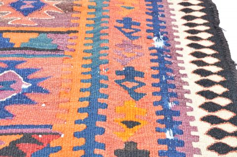 Kilim Blue Runner Flat Woven 310 X 106 Area Rug 100-74659 Image 6