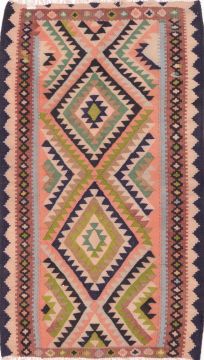 Afghan Kilim Green Rectangle 5x7 ft Wool Carpet 74677
