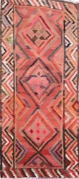 Afghan Kilim Purple Runner 10 to 12 ft Wool Carpet 74679