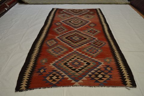 Kilim Red Runner Flat Woven 411 X 102 Area Rug 100-74702 Image 2