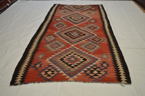 Kilim Red Runner Flat Woven 411 X 102 Area Rug 100-74702 Image 3